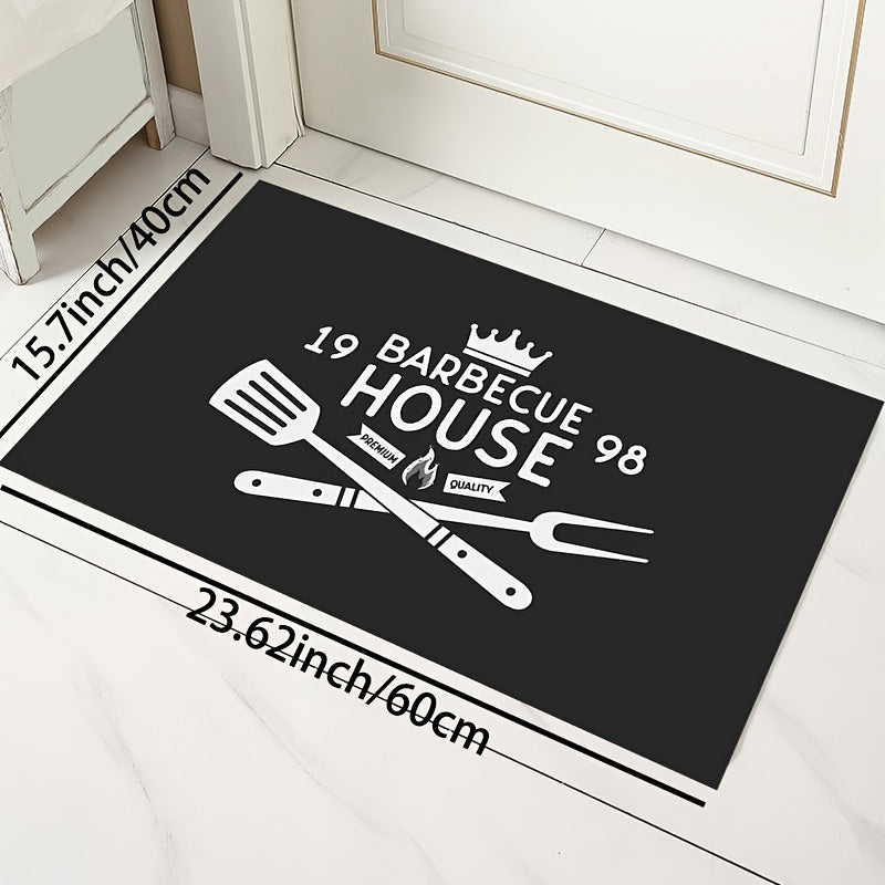 BBQ House Kitchen Mat English Letter Print Rug