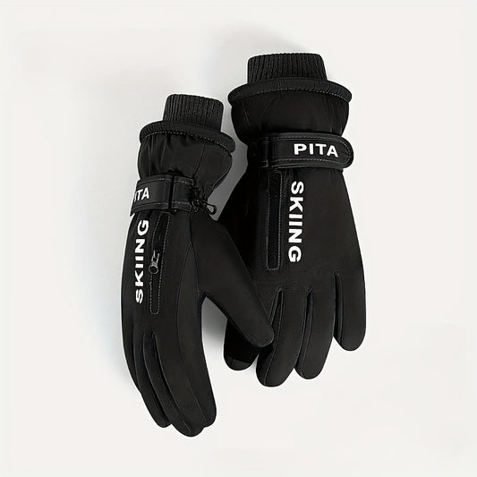Waterproof Winter Skiing Gloves Touch Screen with Zippered Pockets