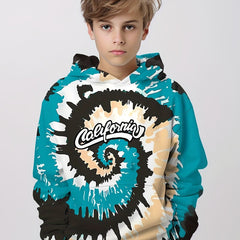 Spiral 3D Print Boys Hooded Sweatshirt for Spring Fall