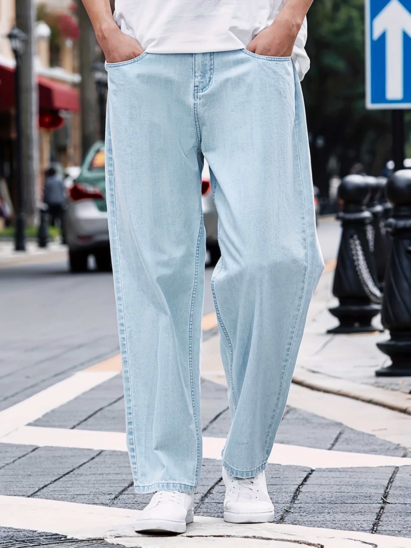 Men's Loose Denim Jeans With Pockets