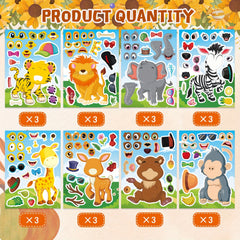 Mixed Cartoon Face Stickers Rectangle Shape for Kids Birthday Party Favors