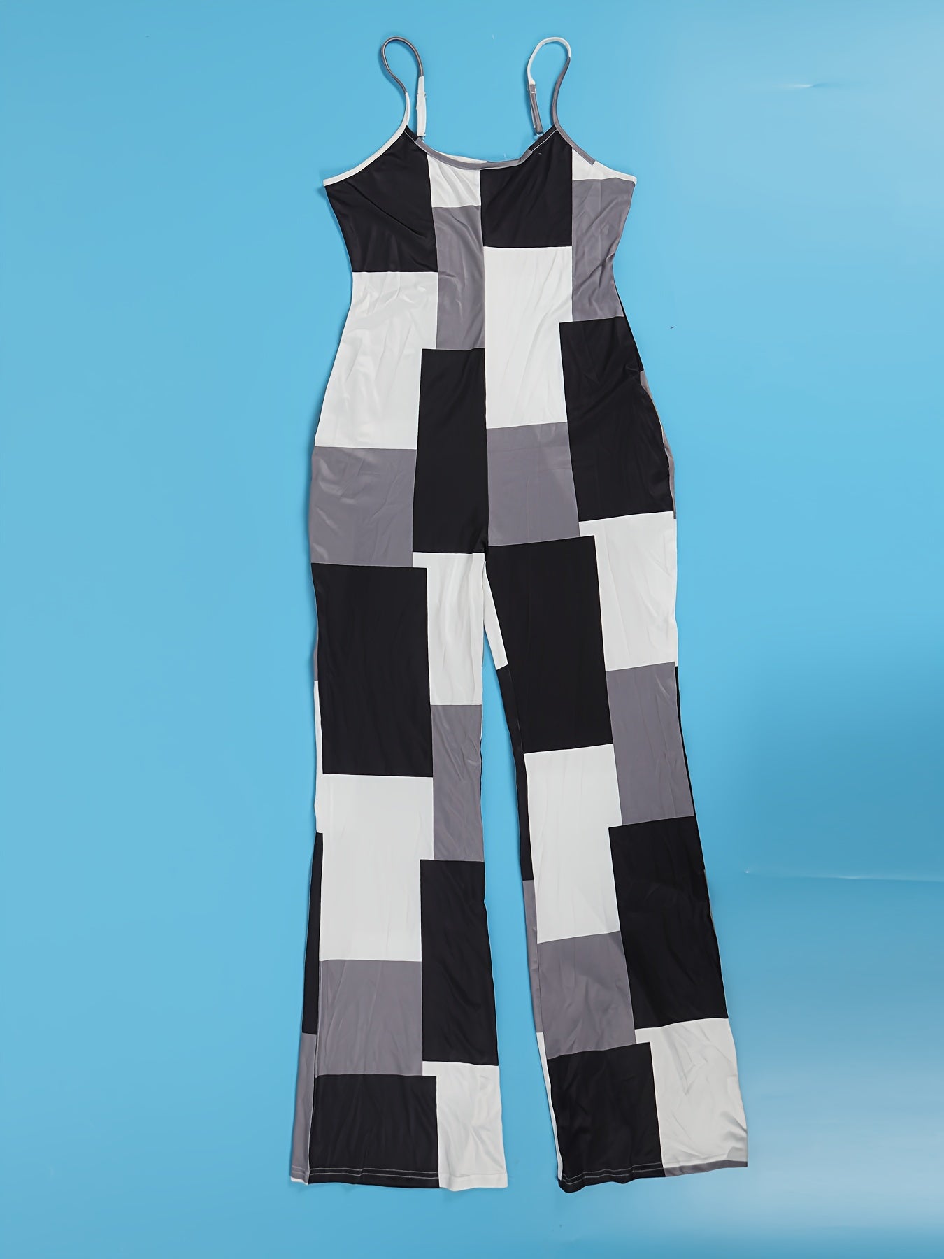 Graphic Print Wide Leg Cami Jumpsuit Sleeveless Pockets for Women