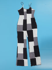 Graphic Print Wide Leg Cami Jumpsuit Sleeveless Pockets for Women