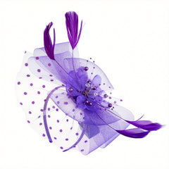 Red Flower Feather Fascinator Headband for Tea Party Wedding
