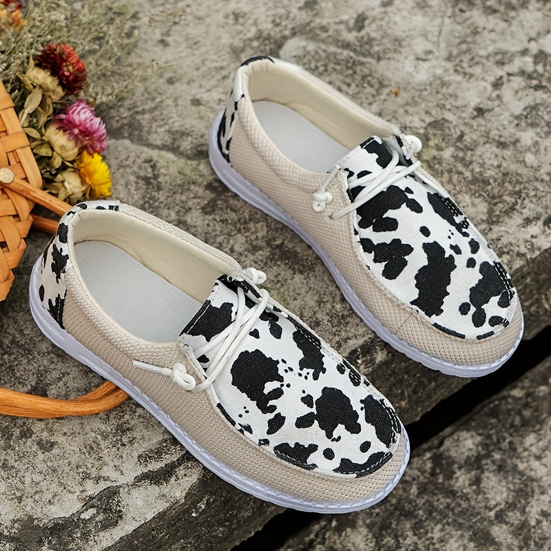 Women's Dairy Cow Pattern Outdoor Shoes Casual Comfortable Walking Shoes
