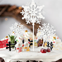 3pcs Snowflake Cake Toppers Birthday Party Decoration