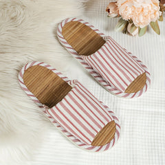 Striped Bamboo Insole Slippers Comfortable Open Toe Slip-On Shoes