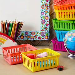 6pcs Colorful Classroom Storage Basket for Pencils and Stationery