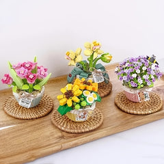 Mini Bonsai Building Blocks Flower DIY Plant Model Desktop Decoration Toy