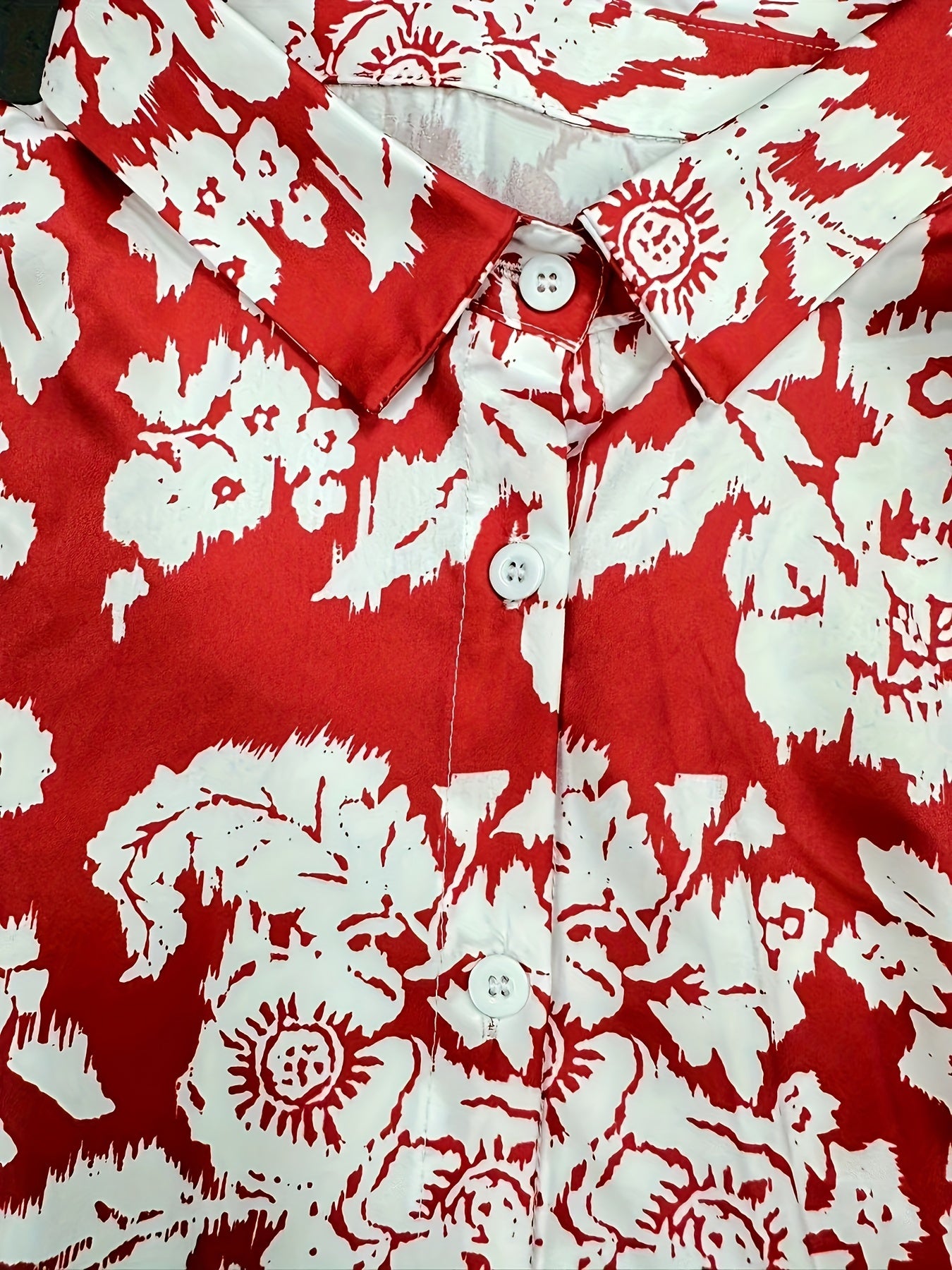 Women's Plus Floral Print Button Up Maxi Shirt Dress