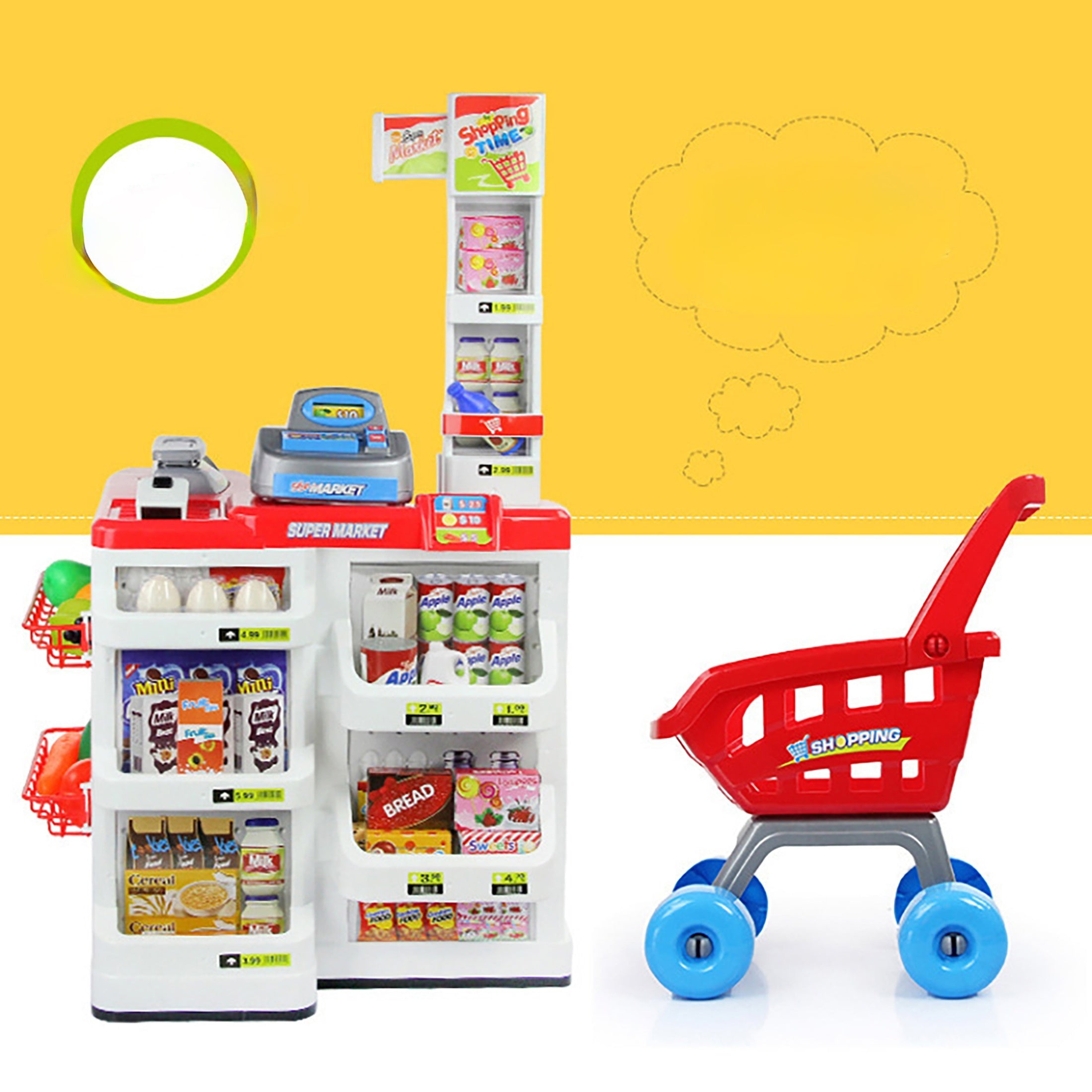 Goujiajia Supermarket Cart Toy Set for Kids