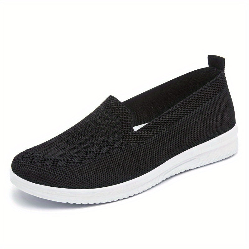 Women's Knitting Slip-On Flats Breathable Casual Low Top Walking Shoes