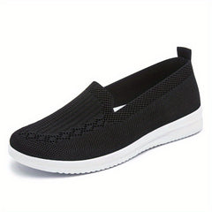 Women's Knitting Slip-On Flats Breathable Casual Low Top Walking Shoes
