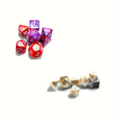 Mini Purple & Red Polyhedral Dice Set for Board Game