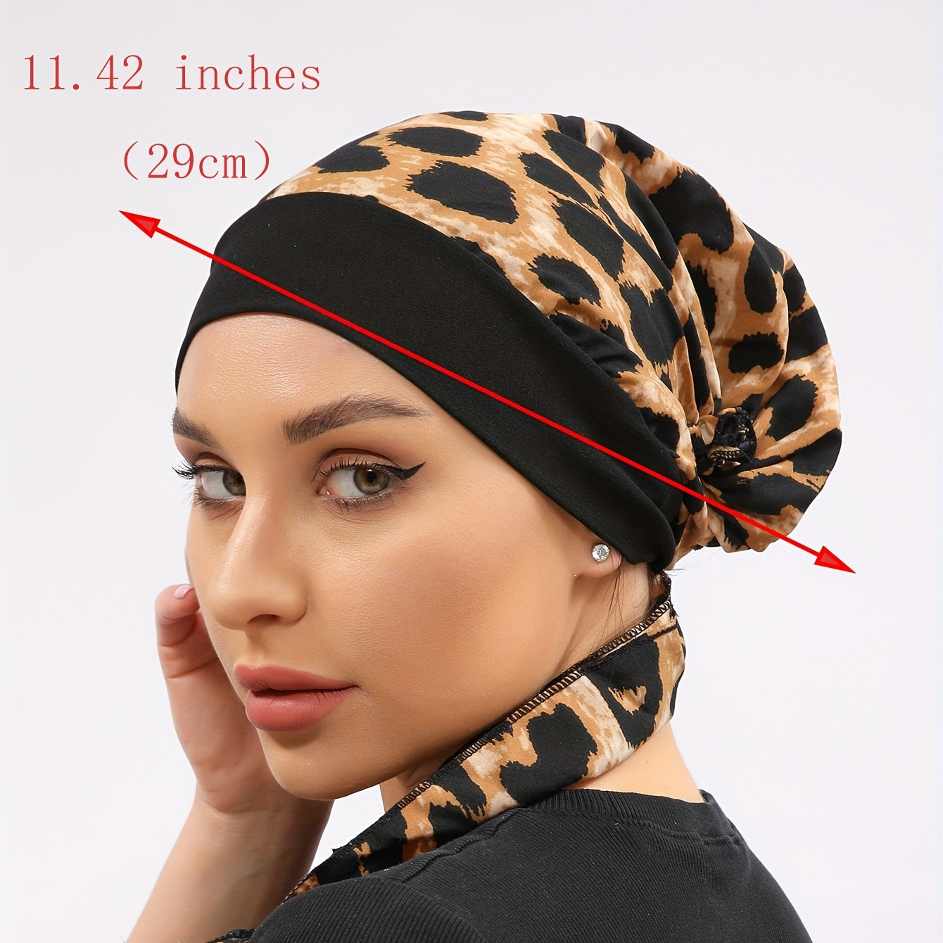 Leopard Print Turban Head Scarf Beanie Cap Chemo Hat