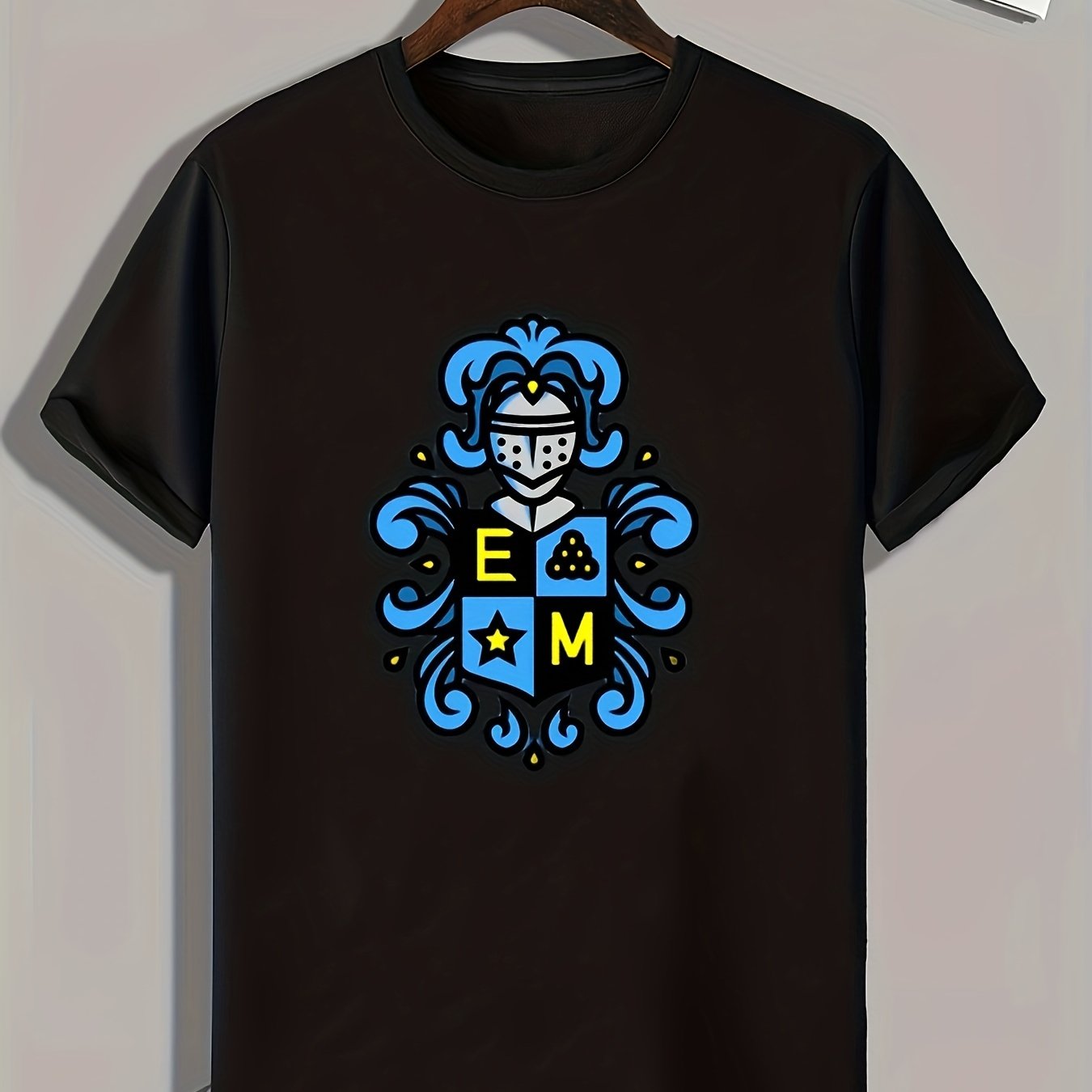 Knight Pattern Print Men's Sports T-shirt for Fitness Activities
