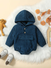 Baby Boys Corduroy Hooded Creeper Romper Hoodie
