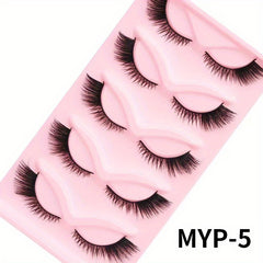 5 Pairs Cat Eye False Eyelashes Winged Natural Look Fluffy Makeup