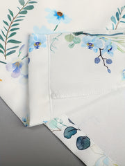 Floral Print Lounge Set Surplice Neck Top & Elastic Waist Pants