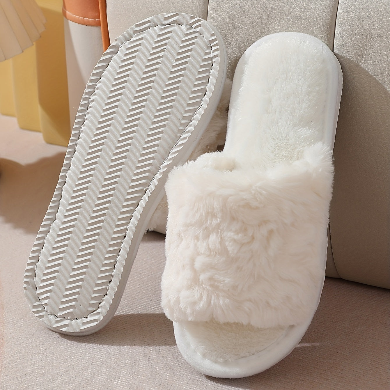 Cozy Open Toe Slippers Non-slip Indoor Comfy Shoes