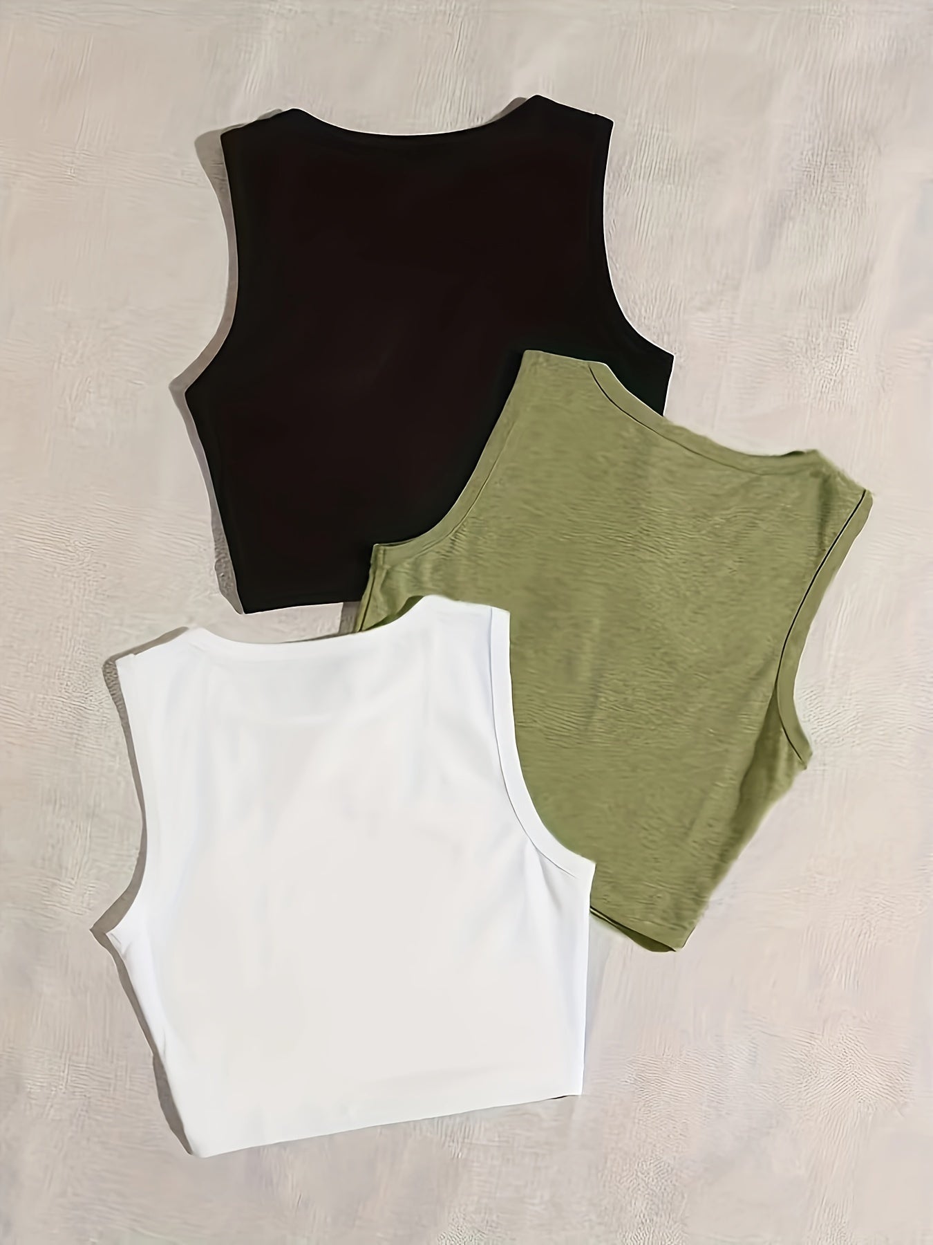 3-Pack Plus Size Basic Pajama Top Set Women's Plus Solid Round Neck Plain Crop