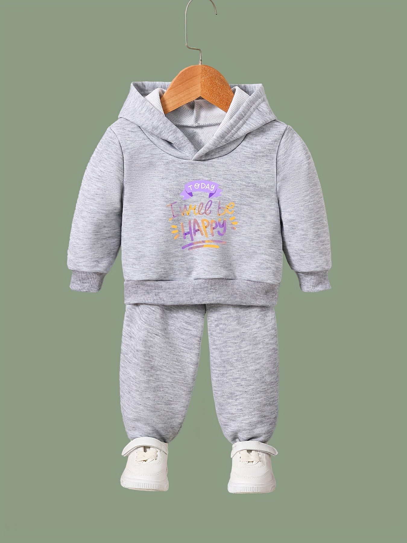 Happy Pattern Long Sleeve Hoodie Girls