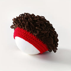 Knitted Wig Cap Curly Hair Wig Hat Cap for Men and Women