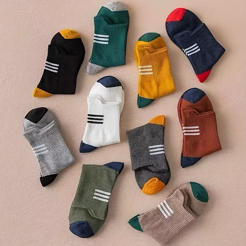 10 Pairs Boys Block Socks Breathable Crew Socks Children's Socks