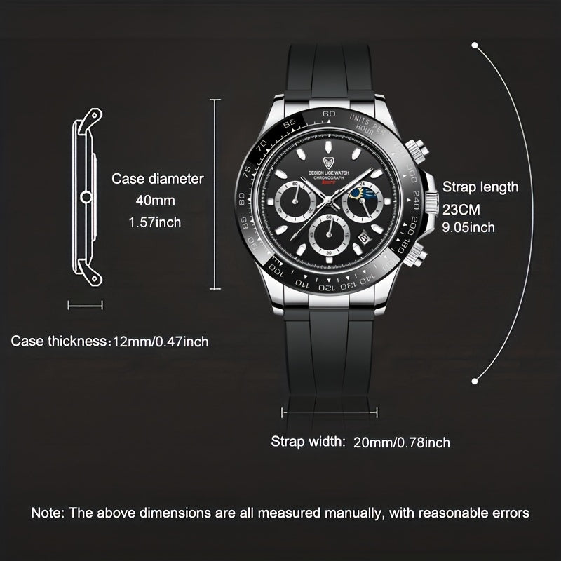 LIGE Boy's Big Dial Silicone Sport Watch Waterproof Quartz Chronograph