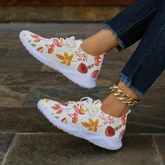 Colorful Maple Leaf & Mushroom Print Casual Shoes for Halloween