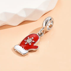 1pc Christmas Snowflake Gloves Pendant DIY Bracelet String Gray Multicolor