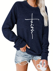 Casual Solid Sweatshirt Letter Print Pullover