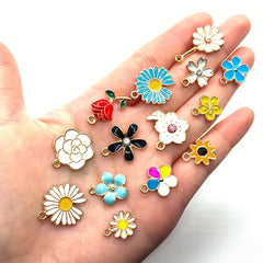 10pcs Rose Flower Shape Pendant Oil Drip Charms for Jewelry Making