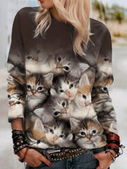 Animal Print Crew Neck Sweatshirt for Women
