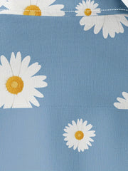 Men's Daisy Flower Print Casual Button Up Shirt