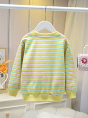 Girls' Striped Crew Neck Sweatshirt Pullovers for Casual Outfit