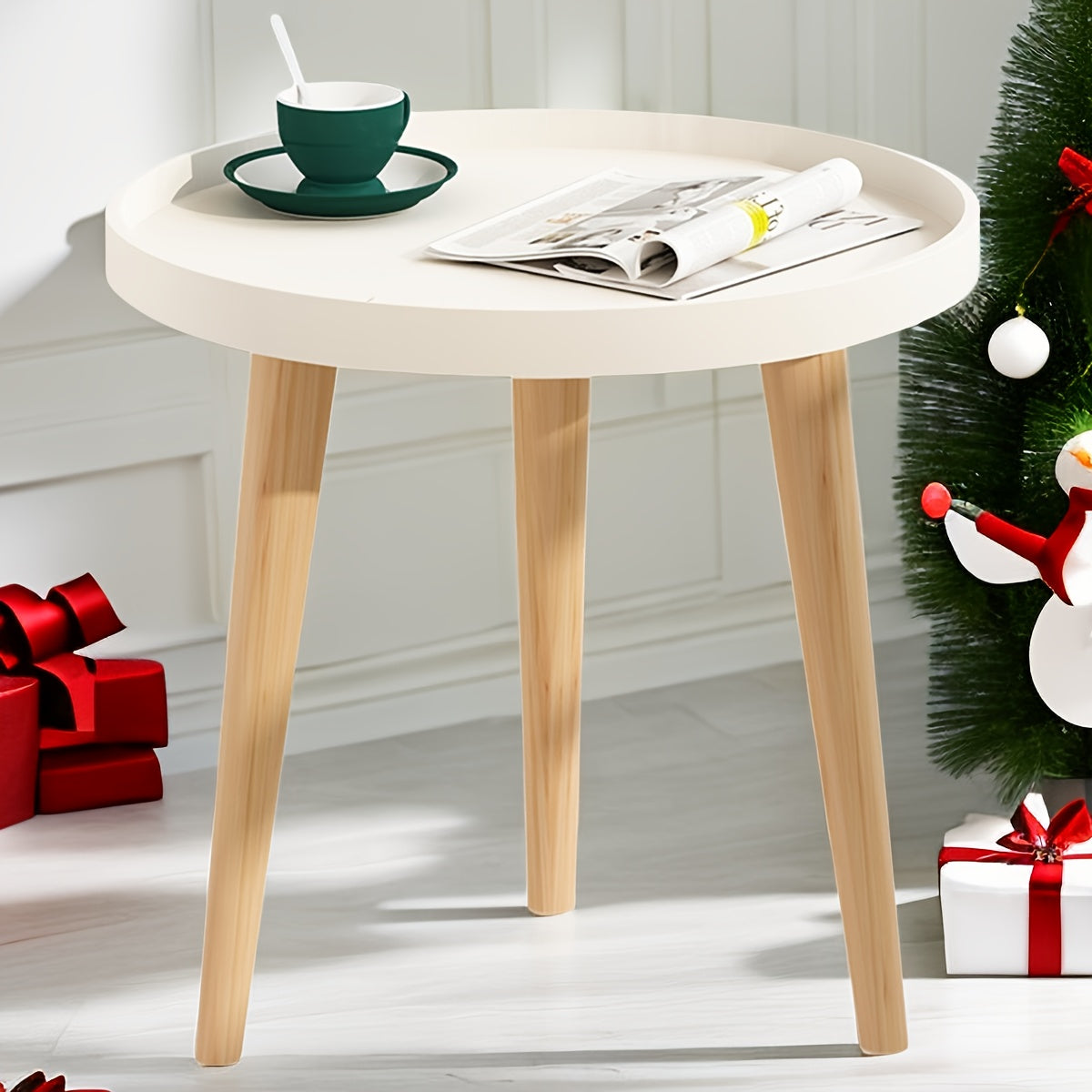 Small Round Coffee Table Portable Space Saving Stable Side End Table