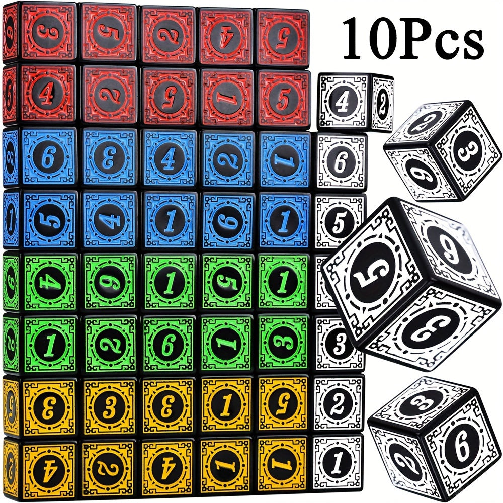 10pcs 6 Sided Square Edged Corner Numbers Acrylic Dices