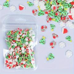 Christmas Polymer Clay Slices For Resin Mold Filler Xmas Snowflakes Santa Slime