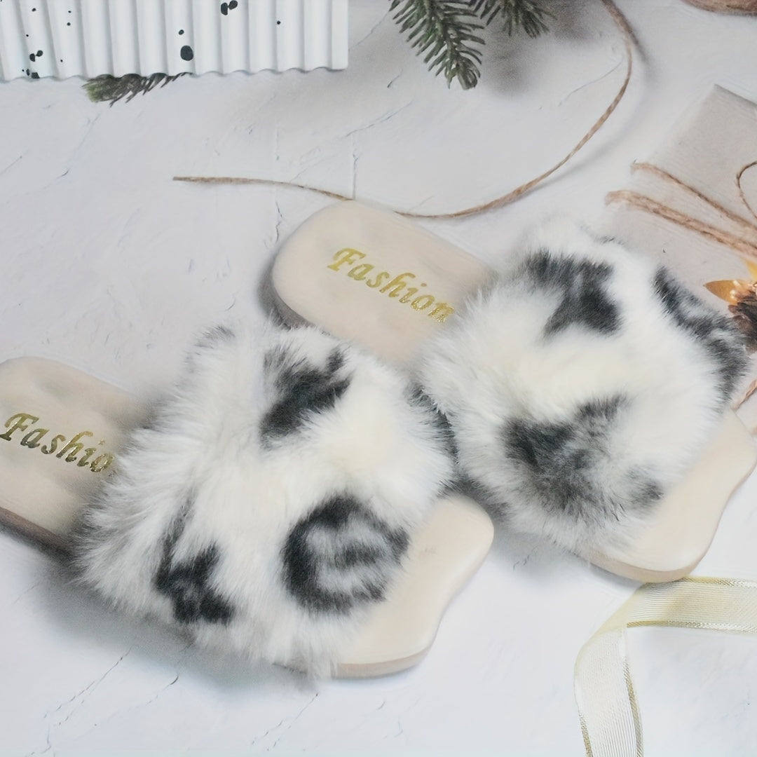 Fleece Open Toe Slippers Girls Non Slip Indoor Home Shopping