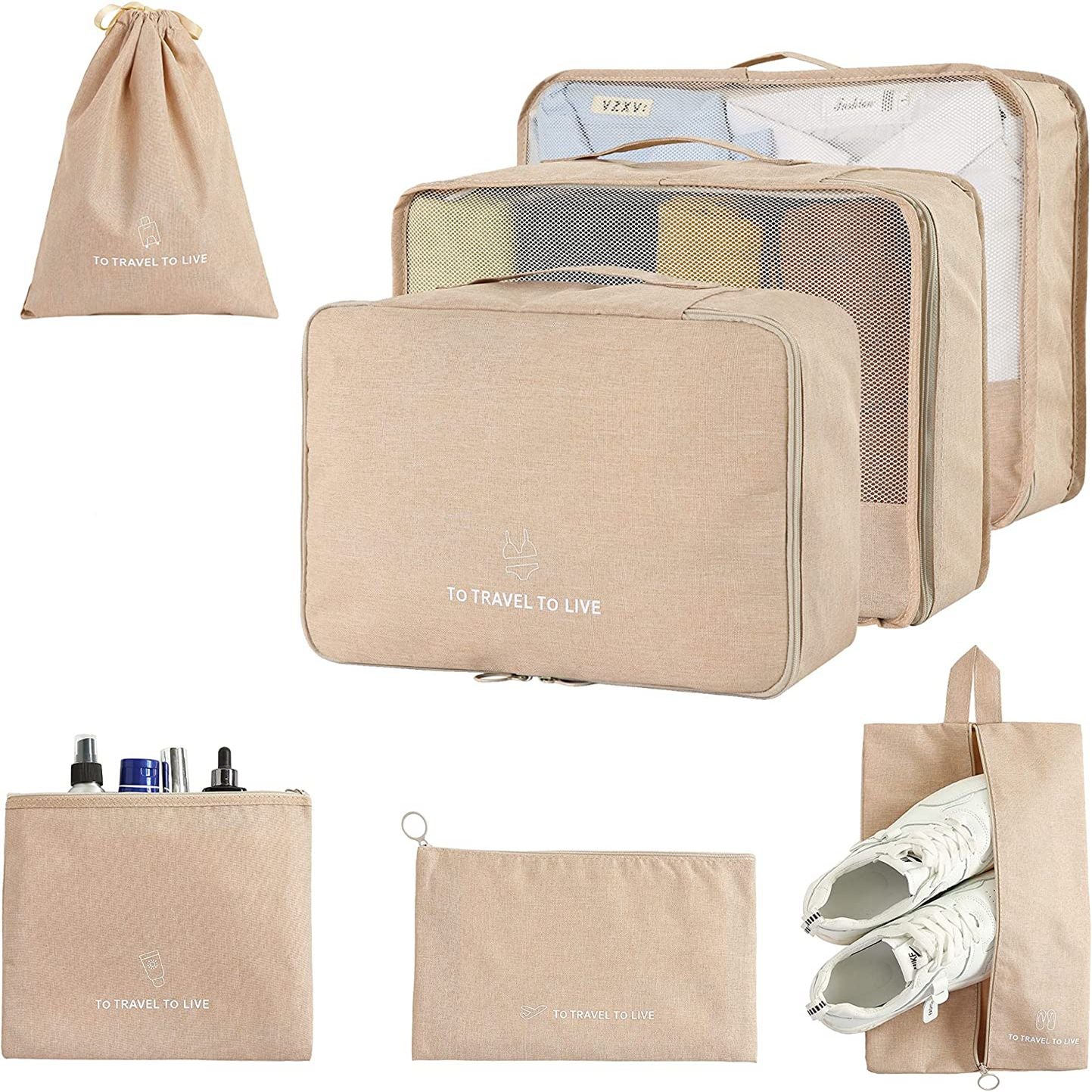 7pcs Travel Storage Bag Set Luggage Organizer Accessories Lightweight