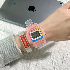 Summer Transparent Square Electronic Watch for Kids