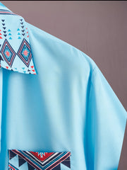 Bohemian Style Men s Short Sleeve Lapel Shirt