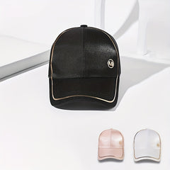 Golden M Label Baseball Cap Solid Casual Sun Hat Satin Golf Dad Hats