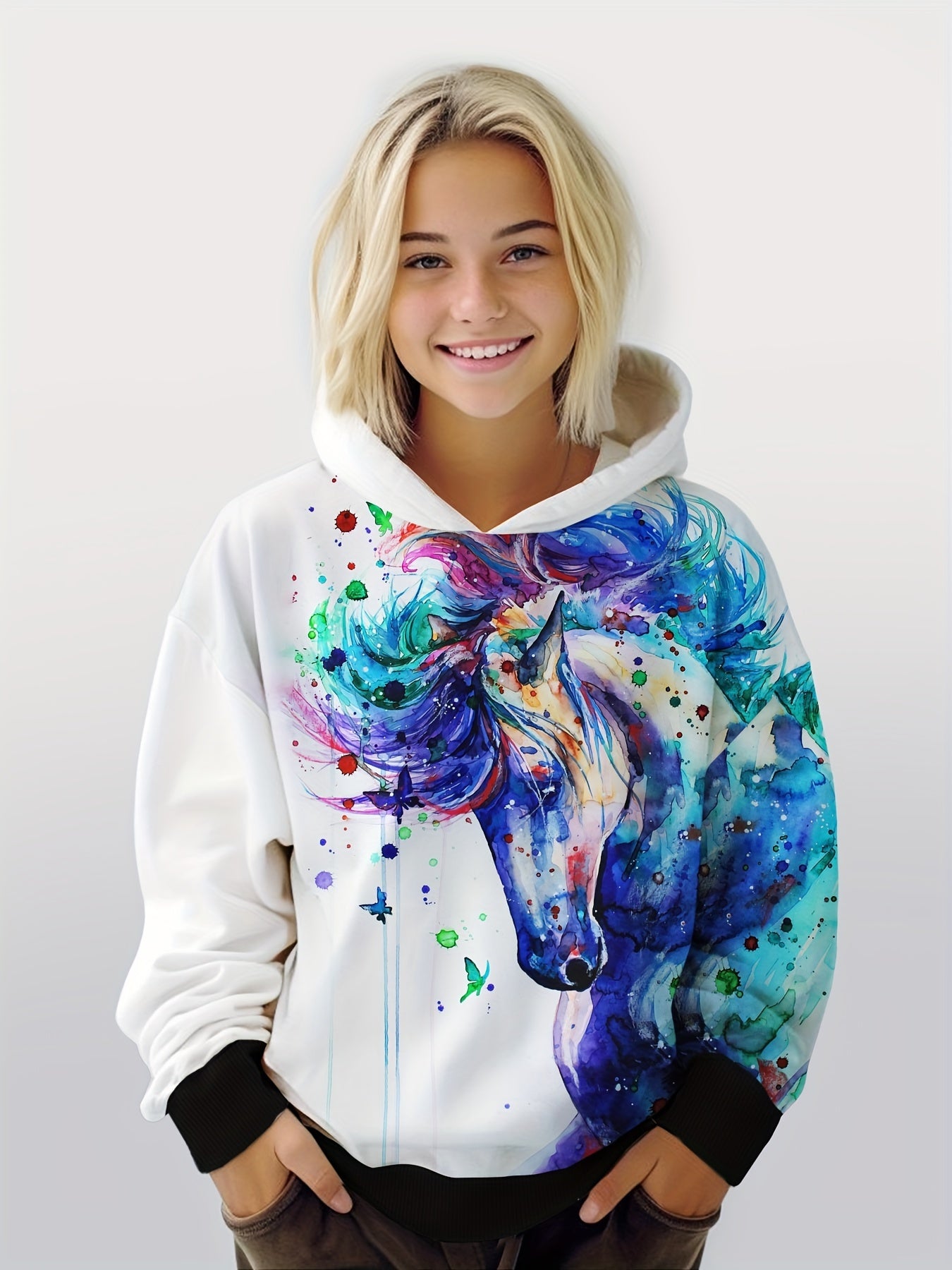 Tie Dye Horse Long Sleeve Hoodie