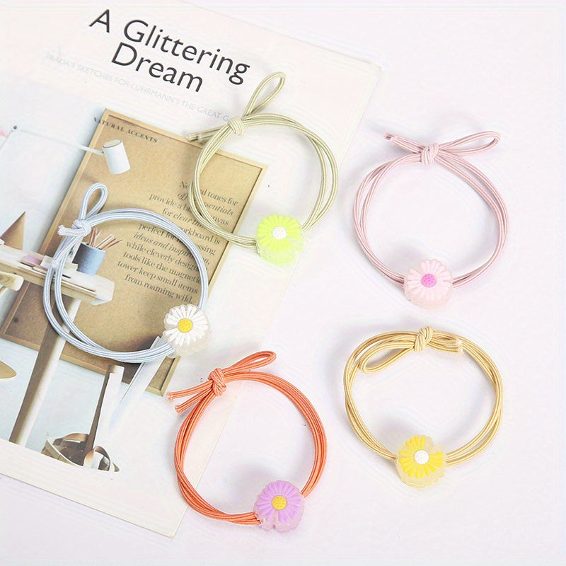 5pcs Luminous Daisy Hair Tie Hair Bands Ponytail Holders Scrunchies for Girls