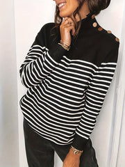 Stripe Print High Neck Jumper