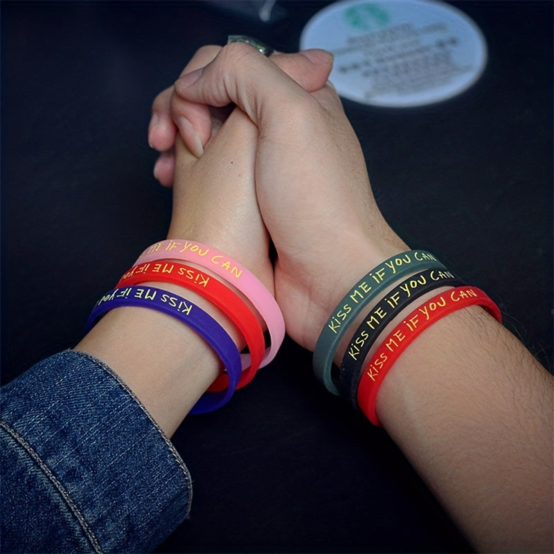 Letter Print Silicone Couple Wristband Bracelet