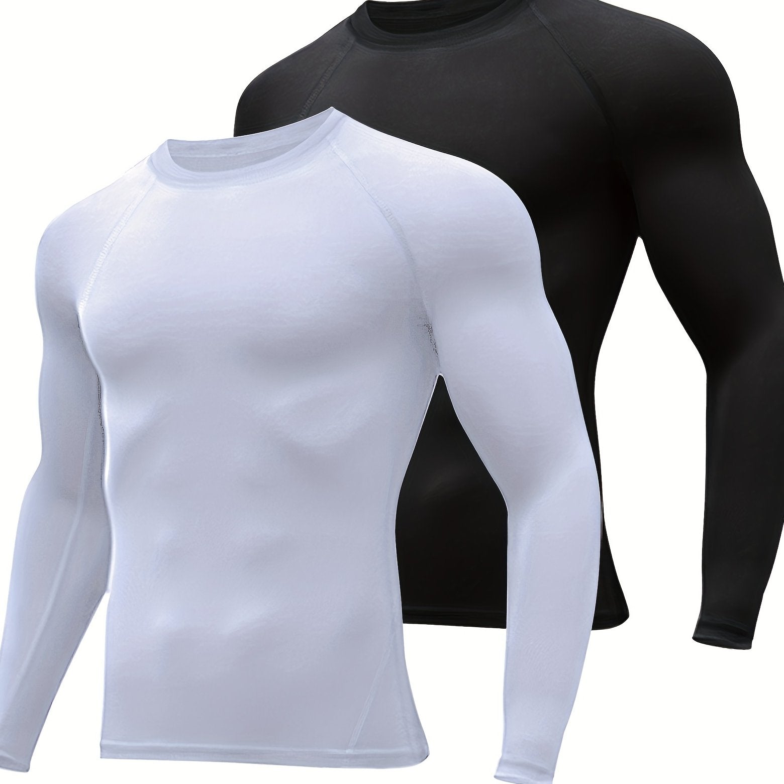 HOPLYNN Men's Compression Crew Neck Long Sleeve Athletic T-Shirt