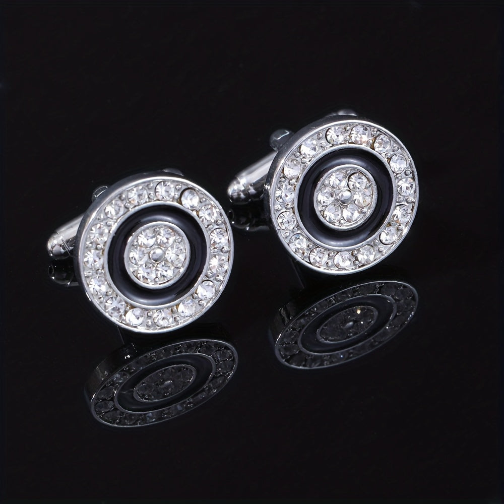 Rhinestone Round Cufflinks Suit Button Cufflinks Sleeves Shirt Studs